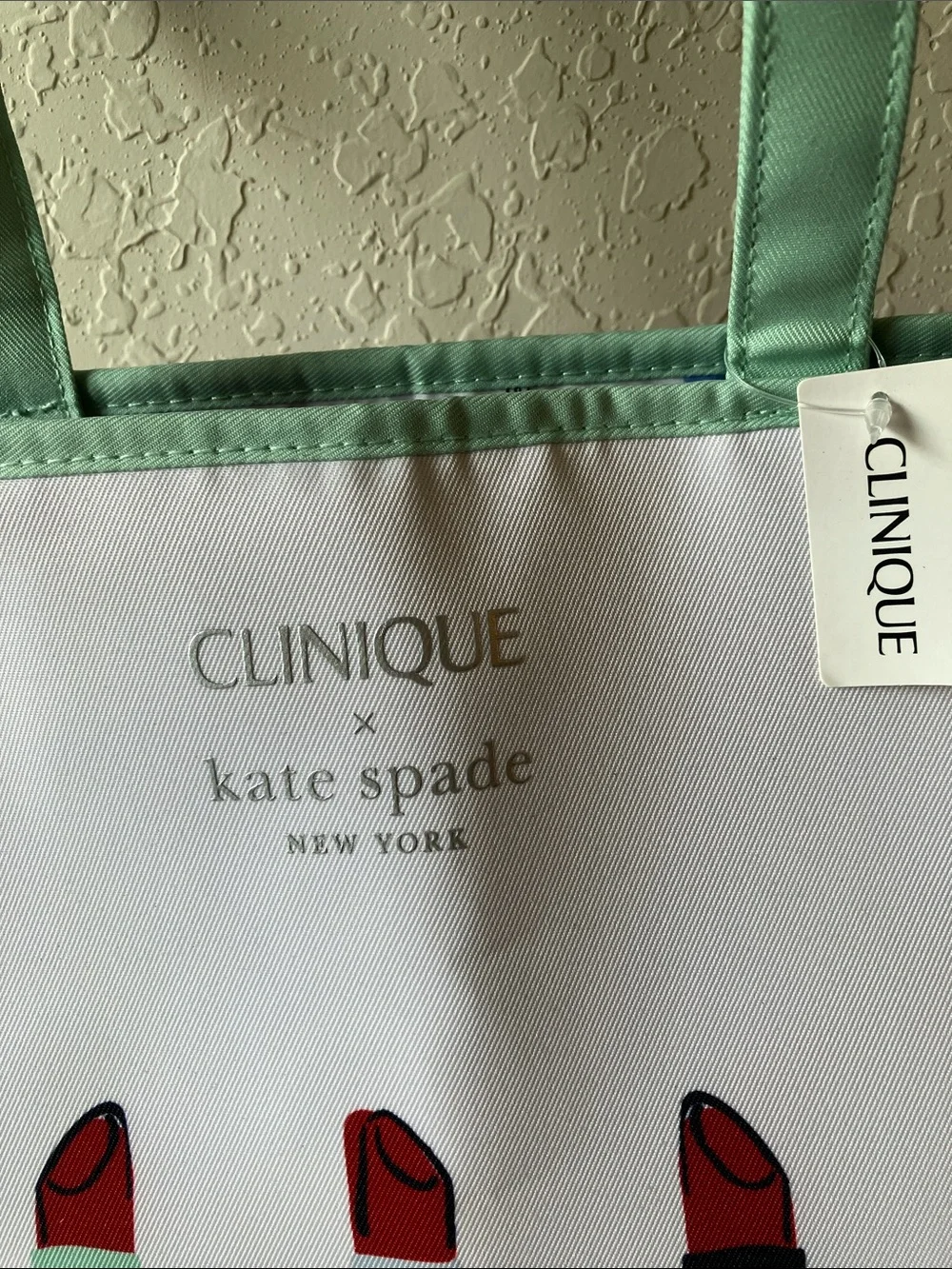 Clinique x Kate Spade White & Mint Lipstick Tote